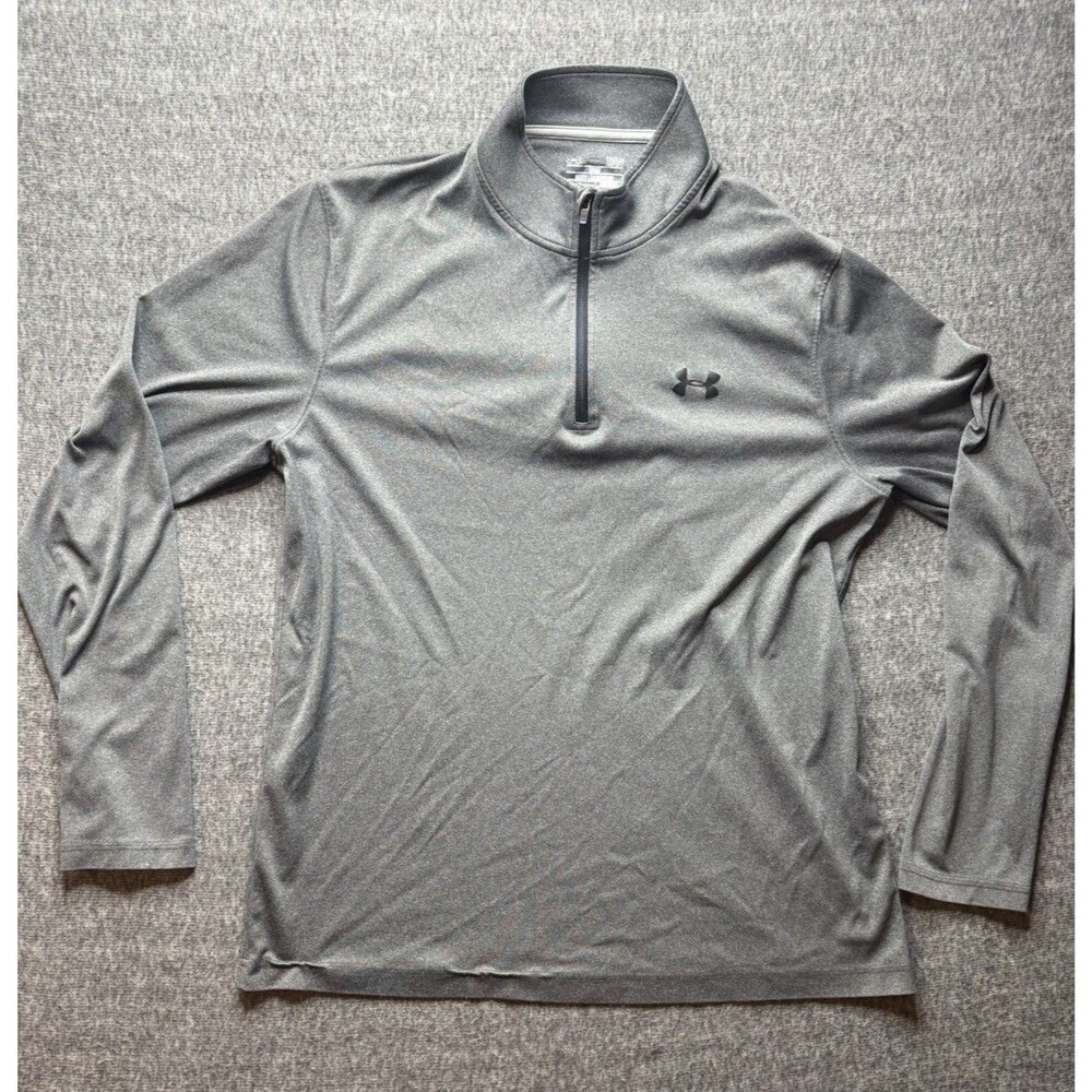 Under Armour Heat Gear Quarter Zip Long Sleeve Shirt Sz Large Loose Fit Active